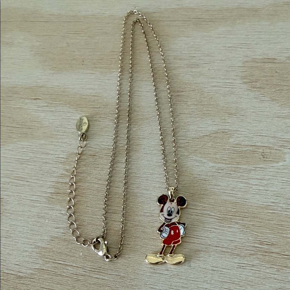 Disney Mickey Mouse Necklace - Red and Gold Charm on 16”-18” Chain